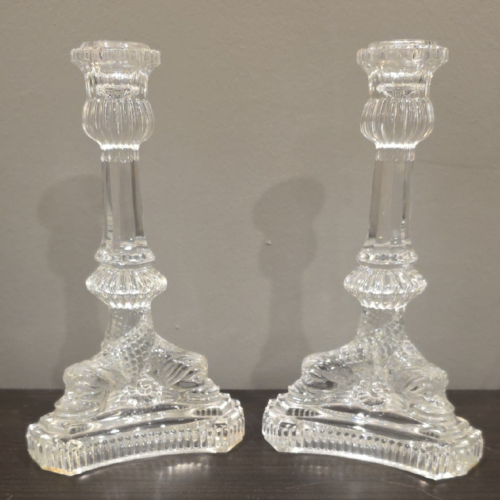 Tiffany & Co. Crystal Dolphin Candle Holders